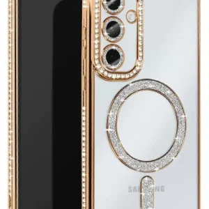 Newface Samsung Galaxy S25 Kılıf Joke Simli Magneticsafe Kılıf - Gold