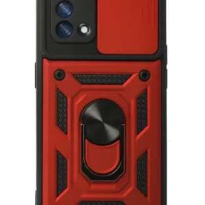 Newface Oppo A74 4g Kılıf Pars Lens Yüzüklü Silikon - Kırmızı