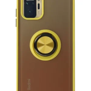 Newface Xiaomi Redmi Note 10 Kılıf Montreal Yüzüklü Silikon Kapak - Sarı