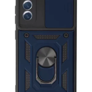 Newface Samsung Galaxy S21 Fe Kılıf Pars Lens Yüzüklü Silikon - Lacivert