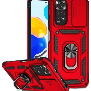 Newface Xiaomi Redmi Note 11 Pro Kılıf Pars Lens Yüzüklü Silikon - Kırmızı