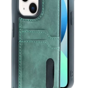 Newface İphone 14 Kılıf Sara Kartvizitli Deri Kılıf - Koyu Yeşil