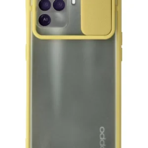 Newface Oppo Reno 5 Lite Kılıf Palm Buzlu Kamera Sürgülü Silikon - Sarı