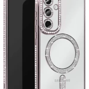 Newface Samsung Galaxy S25 Kılıf Joke Simli Magneticsafe Kılıf - Gümüş