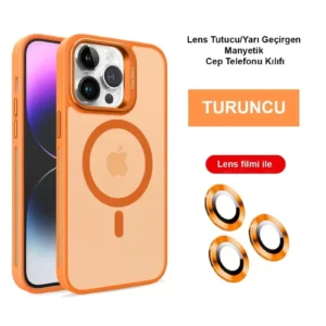 Joko İphone 14 Pro Max Kılıf Flet Lens Magsafe Kapak - Turuncu