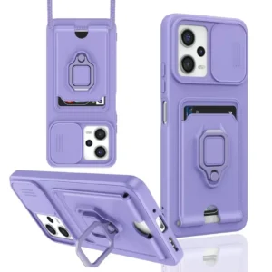 Newface Xiaomi Redmi Note 12 Pro 5g Kılıf Zuma Kartvizitli Yüzüklü Silikon - Lila