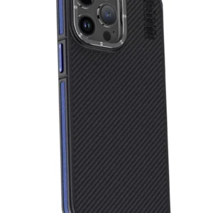 Joko İphone 15 Pro Max Kılıf Aramid 600d Kevlar Karbon Fiber Magsafe Kapak - Lacivert