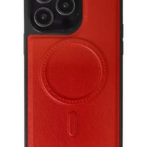 Newface İphone 13 Pro Max Kılıf Ozzi Magsafe Deri Kapak - Kırmızı