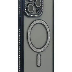 Newface İphone 15 Pro Max Kılıf Joke Simli Magneticsafe Kılıf - Lacivert