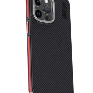 Joko İphone 15 Pro Kılıf Aramid 600d Kevlar Karbon Fiber Magsafe Kapak - Kırmızı
