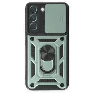 Newface Samsung Galaxy S23 Fe Kılıf Pars Lens Yüzüklü Silikon - Yeşil