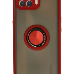 Newface Oppo Reno 4 Lite Kılıf Montreal Yüzüklü Silikon Kapak - Kırmızı