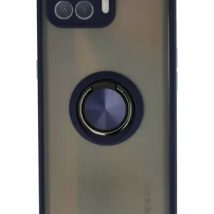 Newface Oppo Reno 4 Lite Kılıf Montreal Yüzüklü Silikon Kapak - Lacivert