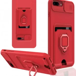 Newface İphone 7 Plus Kılıf Zuma Kartvizitli Yüzüklü Silikon - Kırmızı