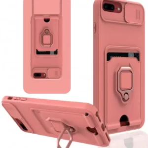 Newface İphone 7 Plus Kılıf Zuma Kartvizitli Yüzüklü Silikon - Pembe