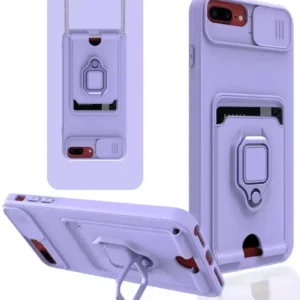 Newface İphone 7 Plus Kılıf Zuma Kartvizitli Yüzüklü Silikon - Lila