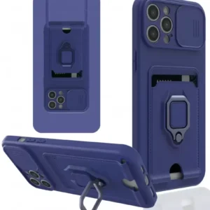 Newface İphone 12 Pro Kılıf Zuma Kartvizitli Yüzüklü Silikon - Lacivert