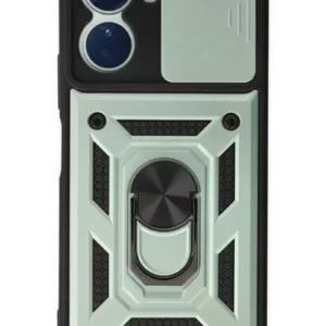 Newface Vivo Y16 Kılıf Pars Lens Yüzüklü Silikon - Yeşil