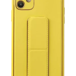 Newface İphone 12 Kılıf Coco Deri Standlı Kapak - Sarı