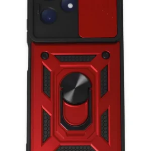 Newface Realme C53 Kılıf Pars Lens Yüzüklü Silikon - Kırmızı