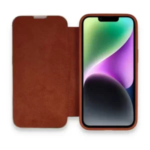 Newface İphone 13 Pro Kılıf Dolpin Kapaklı - Kahverengi