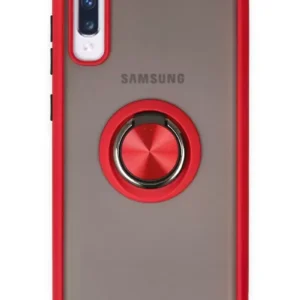 Newface Samsung Galaxy A70 Kılıf Montreal Yüzüklü Silikon Kapak - Kırmızı