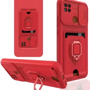 Newface Xiaomi Redmi 9c Kılıf Zuma Kartvizitli Yüzüklü Silikon - Kırmızı