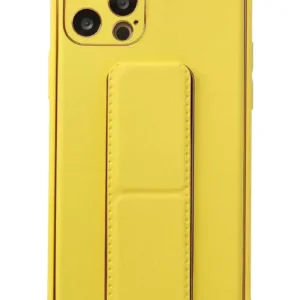 Newface İphone 12 Pro Kılıf Coco Deri Standlı Kapak - Sarı