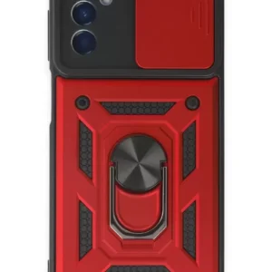 Newface Samsung Galaxy M14 5g Kılıf Pars Lens Yüzüklü Silikon - Kırmızı