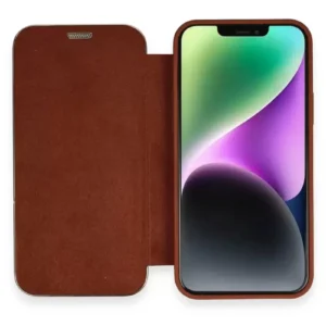 Newface İphone 12 Kılıf Dolpin Kapaklı - Kahverengi