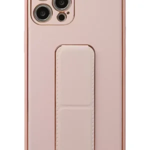 Newface İphone 12 Pro Kılıf Coco Deri Standlı Kapak - Pembe