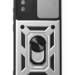 Newface Samsung Galaxy A03s Kılıf Pars Lens Yüzüklü Silikon - Gümüş