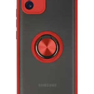 Newface Samsung Galaxy A03 Kılıf Montreal Yüzüklü Silikon Kapak - Kırmızı