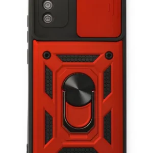 Newface Samsung Galaxy A03s Kılıf Pars Lens Yüzüklü Silikon - Kırmızı