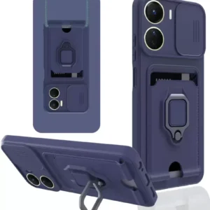 Newface Vivo Y16 Kılıf Zuma Kartvizitli Yüzüklü Silikon - Lacivert