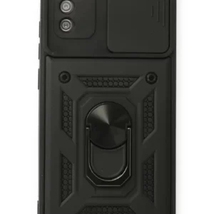 Newface Samsung Galaxy A03s Kılıf Pars Lens Yüzüklü Silikon - Siyah