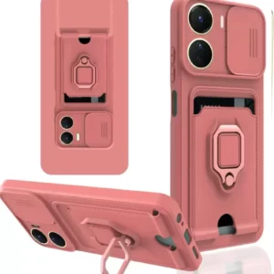 Newface Vivo Y16 Kılıf Zuma Kartvizitli Yüzüklü Silikon - Pembe