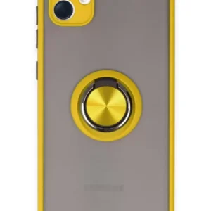 Newface Samsung Galaxy A04 Kılıf Montreal Yüzüklü Silikon Kapak - Sarı