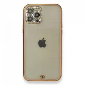 Newface İphone 12 Pro Kılıf Liva Taşlı Silikon - Pembe