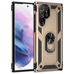 Newface Samsung Galaxy S23 Ultra Kılıf Sofya Yüzüklü Silikon Kapak - Gold