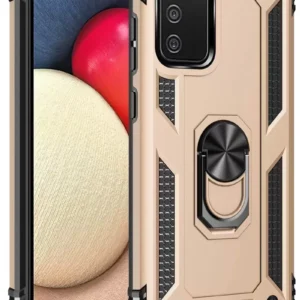 Newface Samsung Galaxy A03s Kılıf Sofya Yüzüklü Silikon Kapak - Gold