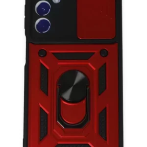 Newface Samsung Galaxy M34 5g Kılıf Pars Lens Yüzüklü Silikon - Kırmızı