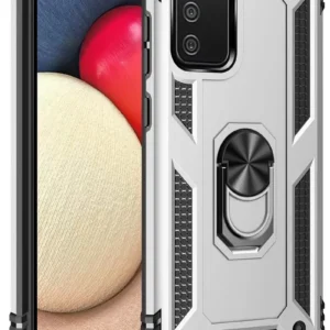 Newface Samsung Galaxy A03s Kılıf Sofya Yüzüklü Silikon Kapak - Gümüş