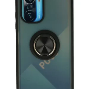 Newface Xiaomi Redmi K40 Kılıf Montreal Yüzüklü Silikon Kapak - Siyah