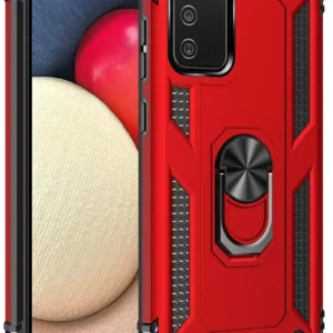 Newface Samsung Galaxy A03s Kılıf Sofya Yüzüklü Silikon Kapak - Kırmızı