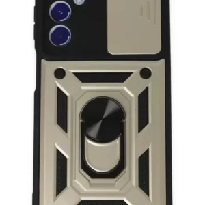 Newface Samsung Galaxy M34 5g Kılıf Pars Lens Yüzüklü Silikon - Gold