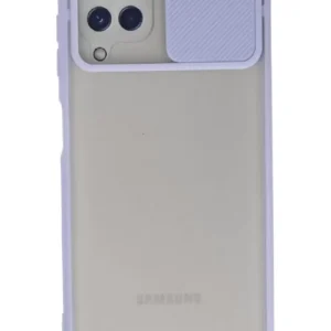 Newface Samsung Galaxy A22 Kılıf Palm Buzlu Kamera Sürgülü Silikon - Lila