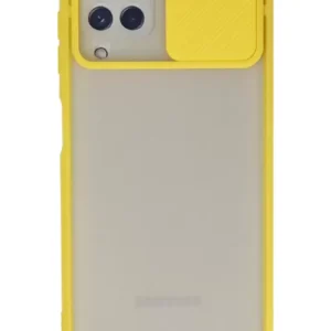 Newface Samsung Galaxy A22 Kılıf Palm Buzlu Kamera Sürgülü Silikon - Sarı