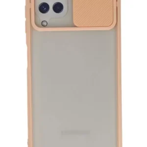 Newface Samsung Galaxy A22 Kılıf Palm Buzlu Kamera Sürgülü Silikon - Pembe