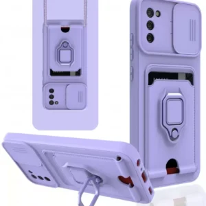 Newface Samsung Galaxy A03s Kılıf Zuma Kartvizitli Yüzüklü Silikon - Lila